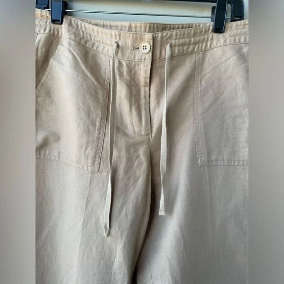 TALBOTS Women's Roll Cuff Tie Waist Pants Sz 6 Linen Cotton Blend Casual Safari - Picture 6 of 7